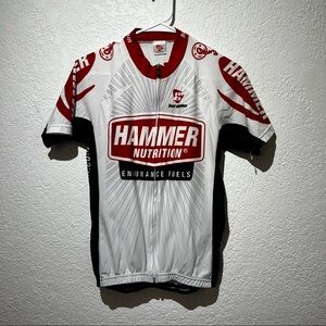 Bergamo Hammer Nutrition Mens M Medium Cycling Bike Jersey White Red Black Zip